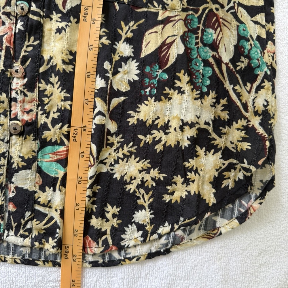 Anthropologie Pilcro Floral Top Blouse Small Twee Peter Pan Collar Button Down - Picture 8 of 11